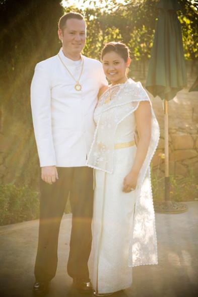 Mrs Penguin's Thai Wedding Dress Silver and Gold detailing custom made
