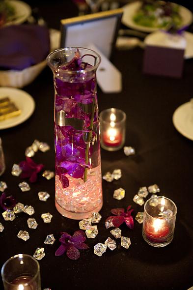 Orchid center pieces Our simple centerpiece with purple orchid and 