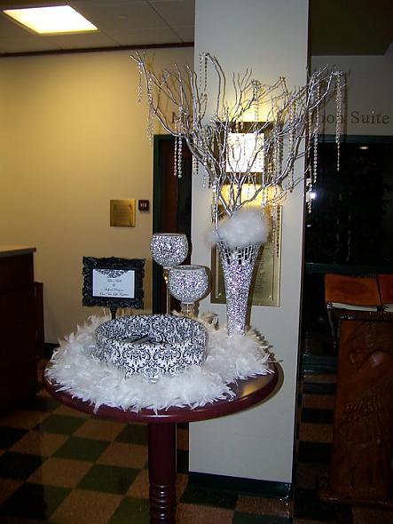 Bling Goblets Damask and Crystal Tree Winter Wedding
