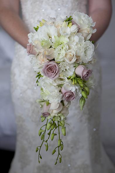 purple and ivory wedding flowers
