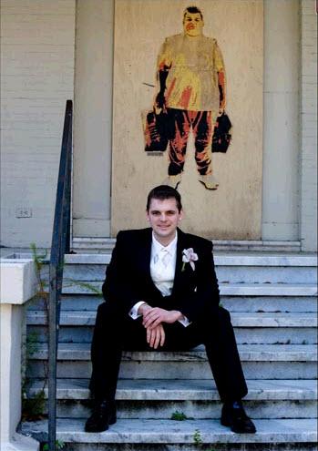 Pinstripe Suit with Ivory Tie &