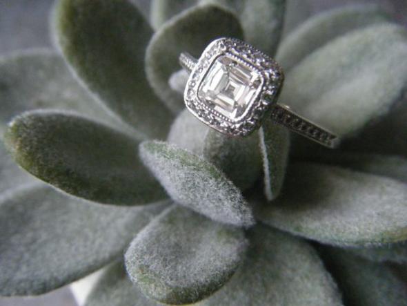 Dorsay engagement ring with plant