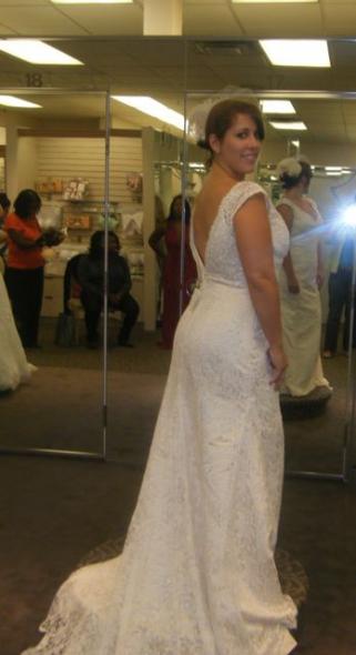 The side of Miss d 39Orsay 39s dress David 39s Bridal Style T9612 in Ivory