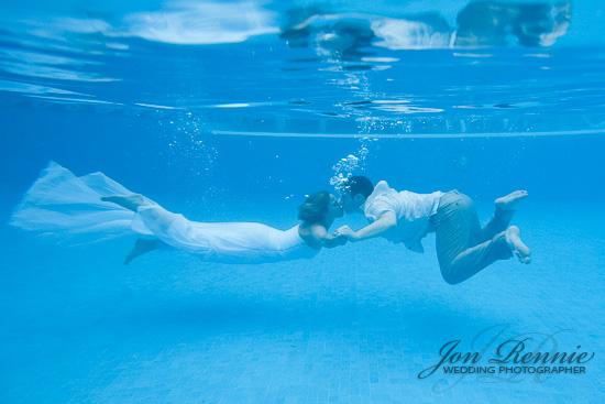 Mrs. E's Trash The Dress Shots - Pool Kiss