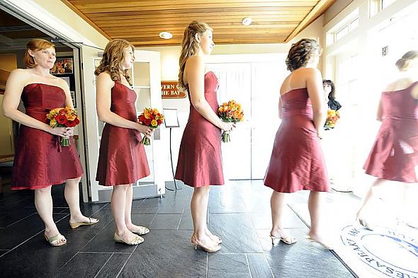 Aria Bridesmaids Dresses in Dark Red