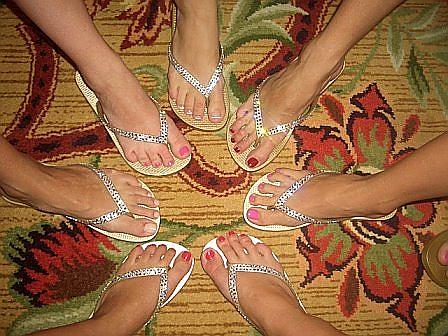 Joie de Vie's bridesmaids swarovski flip flops