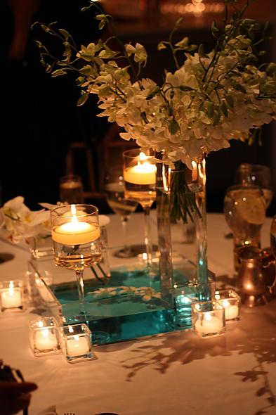 Blue water and Orchids