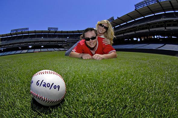 Angels stadium outfield with date
