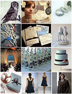 Mrs. Candy Corn's Brown, Blue and Bird Inspiration Board