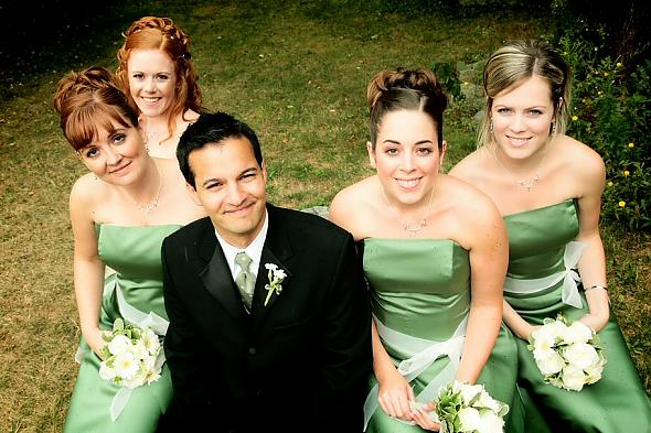 Husband and bridesmaids