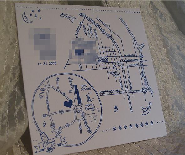 CD Chipboard Invitation - Map Insert Closeup