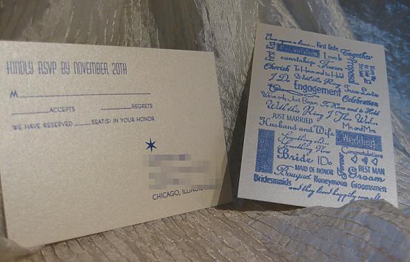 CD Chipboard Invitation - Reply Card Closeup