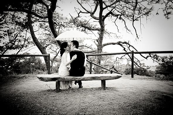 Sweet Kiss under the Umbrella