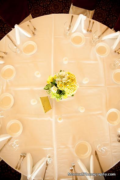 ivory and green roses, small centerpiece