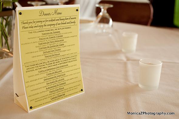 DIY tapas menu with dinner on one side and drinks on the other