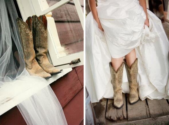 Eye Candy Wedding Gowns with Cowboy Boots