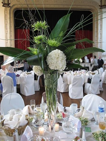 Green & Ivory tall centerpiece