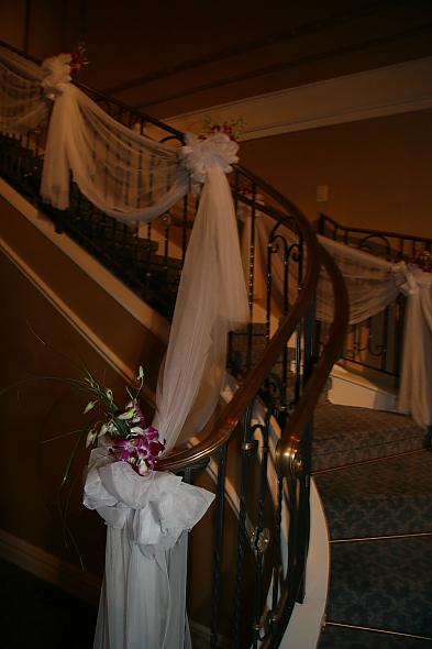 Flowers on staircase