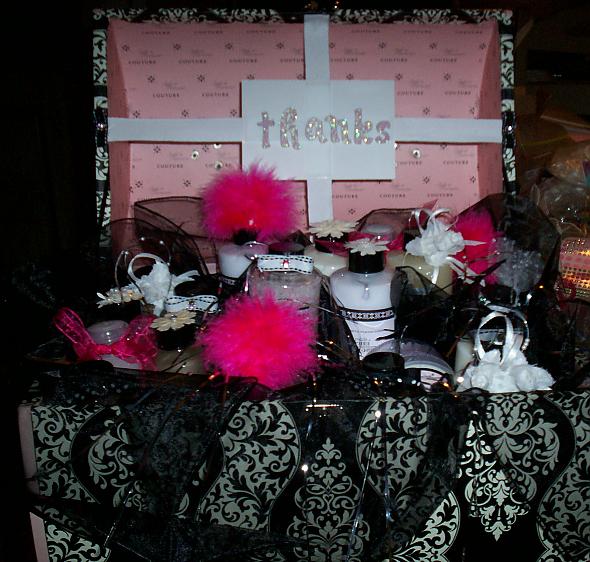 Box of favors for bridal shower