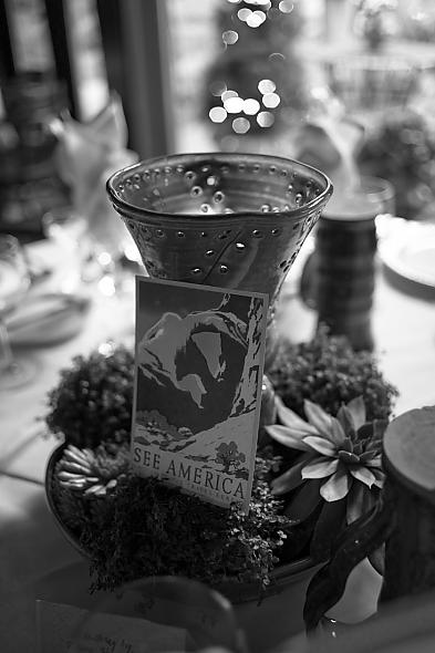 Lantern and dish plant centerpiece -