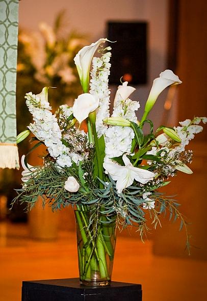 Church Arrangements-- Creams and Greens