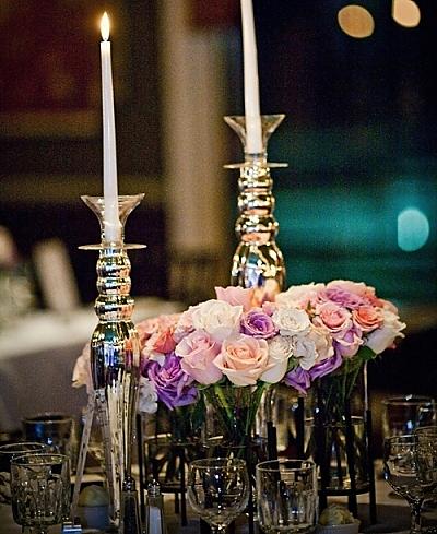 DIY roses for round tables-- trio of
