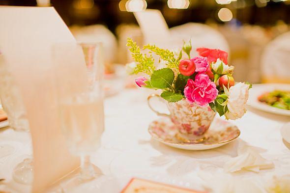 Vintage teacup centerpiece