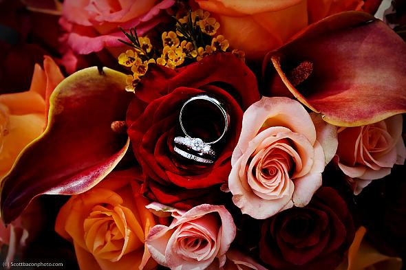 Our photographer snapped a shot of our rings resting in my bridal bouquet