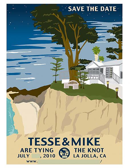 Save-the-Dates: Inspired by 1930's WPA National Park posters