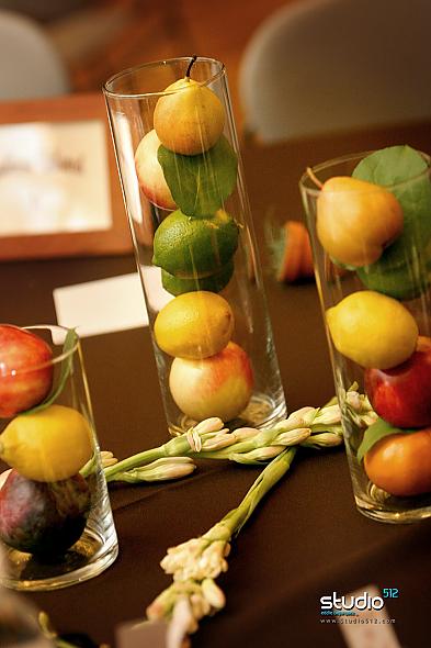 Mini Fruit centerpieces I designed this fall nature motif for the 