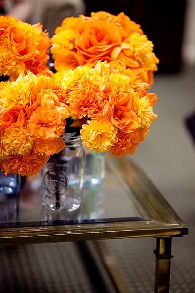orange paper flower bouquets i made