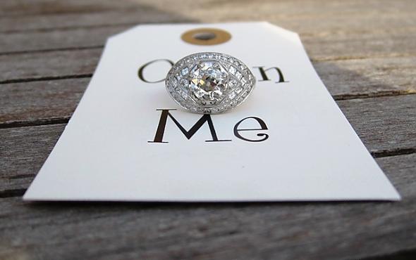1920's Art Deco Custom Made E-Ring