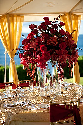 luscious red centerpieces my florist in Maui also did the flowers for 