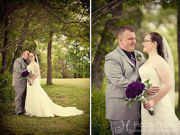 silver wedding dress with purple