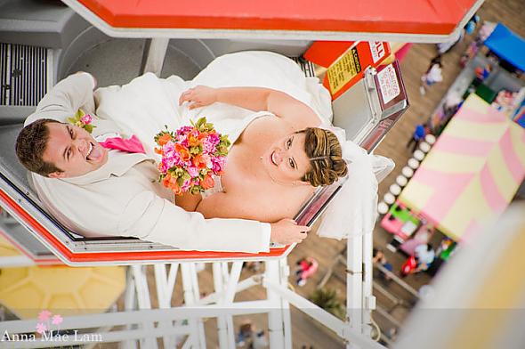 Wedding Portrait Shot on Ferris Whee