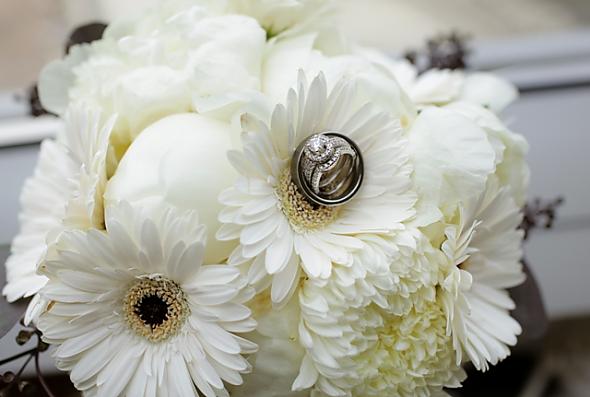 Bridal Bouquet with Rings My bouquet consisted of white peonies 