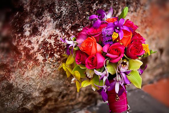 pink, purple and black and green wedding ideas