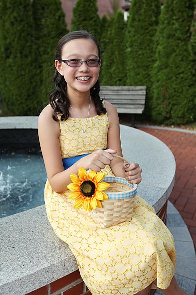 Yellow eyelet flower girl dress